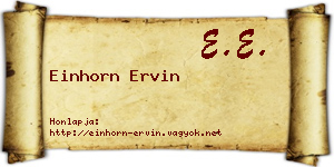 Einhorn Ervin névjegykártya